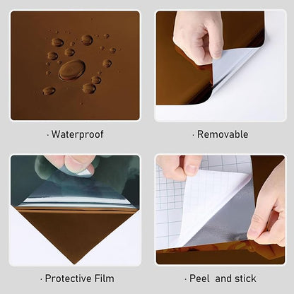 Wallercity Tawny Mirror Stickers for Wall Decor Peel and Stick Mirrors Contact Paper for Crafts Self Adhesive Flexible Mirror Sheets Wallpaper for Countertops Dresser Mirrors Wall Decor 15.8''x236''