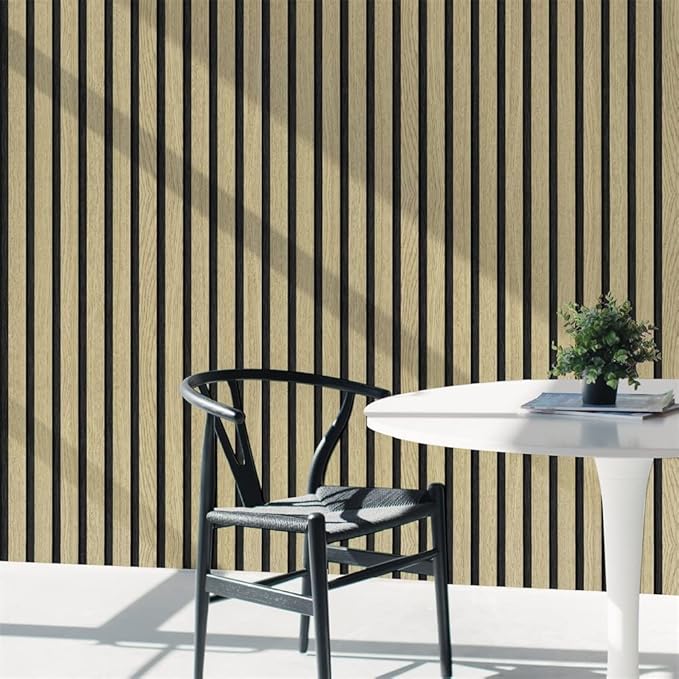 myforHD Wallpaper Peel and Stick Wood Grating Stripe Self-Adhesive Wallpaper Faux Wood Contact Paper Wood Slats Self Adhesive Wall Paper PVC Vinyl Film Removable Waterproof (Wood B, 17.3" x 118")