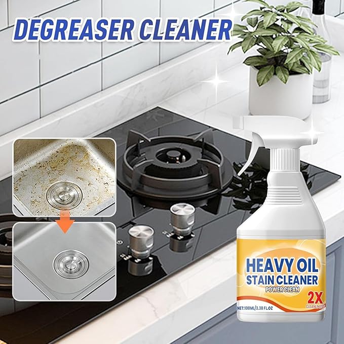 Kitchen Cabinet Cleaners and Polishers, 100ml All Purpose Kitchens Heavy Oil Cleaning Agent, Multipurpose Kitchen Cleaner Spray for Countertops, Stovetop, Ovens and Appliances (2)