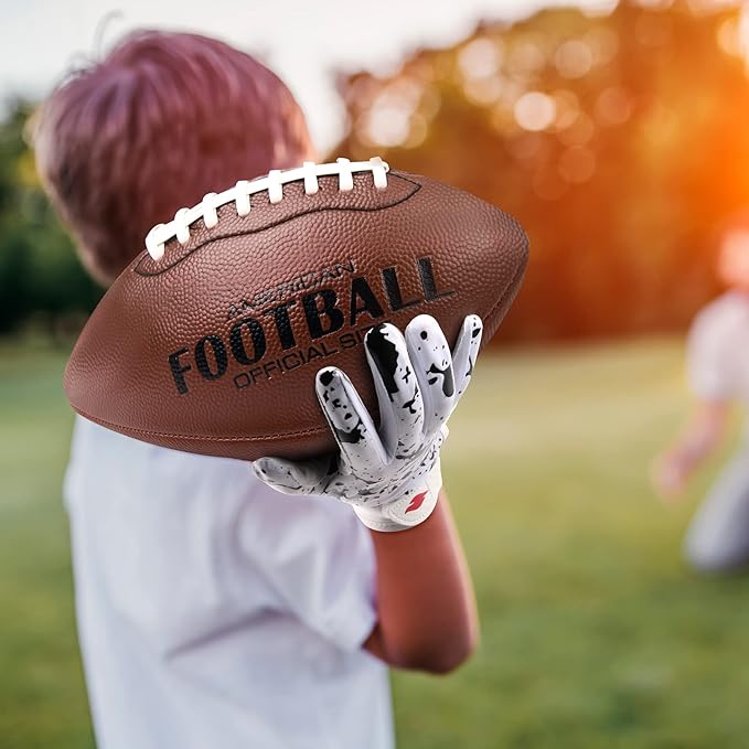 Kids Football Gloves Youth Enhanced Grip Silicone Wide Receiver Gloves