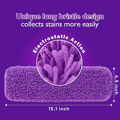 UNIMADE Reusable Mop Pads for Swiffer PowerMop, 8 Pack Microfiber Mop Pad Refill with Scrubber Strips for 13''-15'' SprayMop, Washable Mop Pads Use for Most Floor Types, Designed for Pets - Purple
