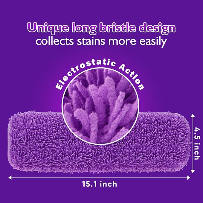 UNIMADE Reusable Mop Pads for Swiffer PowerMop, 8 Pack Microfiber Mop Pad Refill with Scrubber Strips for 13''-15'' SprayMop, Washable Mop Pads Use for Most Floor Types, Designed for Pets - Multicolor