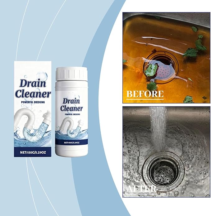 Sink & Drain Cleaner Powder, Fast Foaming for Kitchen, Drain Clog Remover, Bathroom, Toilet Pipes - Removes Grease, Hair & Food Waste (1)