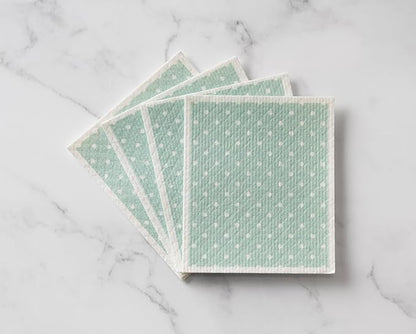 Martha Stewart Swedish Kitchen Absorbent Sponge Dish Cloths, Polka Dots, 8 Count