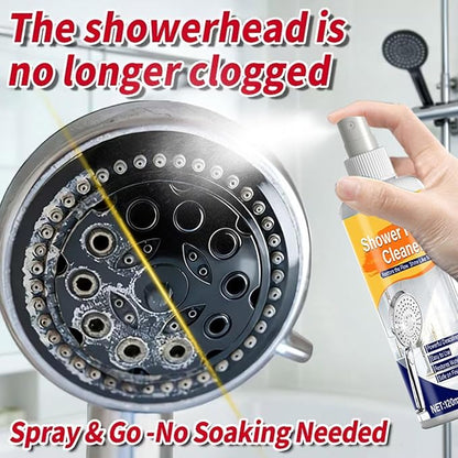 Powerful Shower Cleaner Spray, Multi Purpose Descaling Solution, 120ml Bottle with Microfiber Towel, Household Bathroom Cleaner Kit, Shower Head Accessory Quick Action, Cleaning Tool for Tiles Faucet