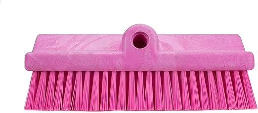 SPARTA 40423EC26 Plastic Floor Scrub Brush, Wall Brush, Equipment Brush With Nonabsorbent Bristles For Industrial Kitchens, Hospitals, Commercial Cleaning, 10 Inches, Pink