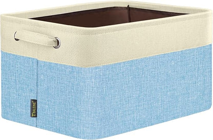 BALEINE 1 Pack Fabric Closet Storage Bins for Shelves, Linen Closet Organizers and Storage, Decorative Baskets for Organizing, Shelf, Clothes, Home, Office (Skyblue, 17''x13''x10.5'')