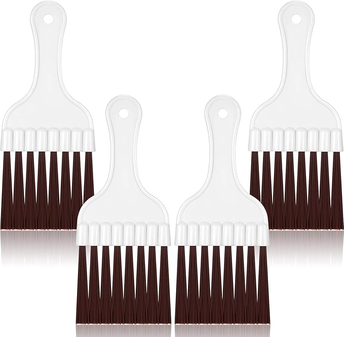 Boao 4 Packs Coil Brush Air Conditioner Condenser Refrigerator Cleaning HVAC Coil Cleaner Small Plastic Whisk Brush (Brown)