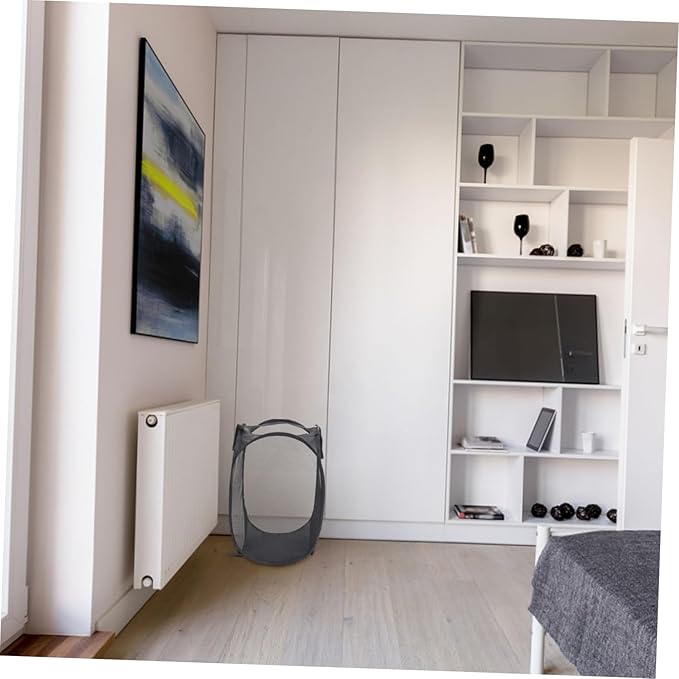 HEALLILY Large Capacity Laundry Basket Portable Laundry Bin Mesh Lid for Dorm Home Bathroom Washroom