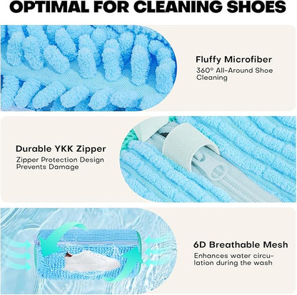 Shoe Washing Machine Bag: Laundry Shoe Bag for Washer and Dryer - 2pc Reusable Shoe Cleaning Bag for Sneaker Tennis Shoes Unstain Cleaner Kit (Blue 2pcs)