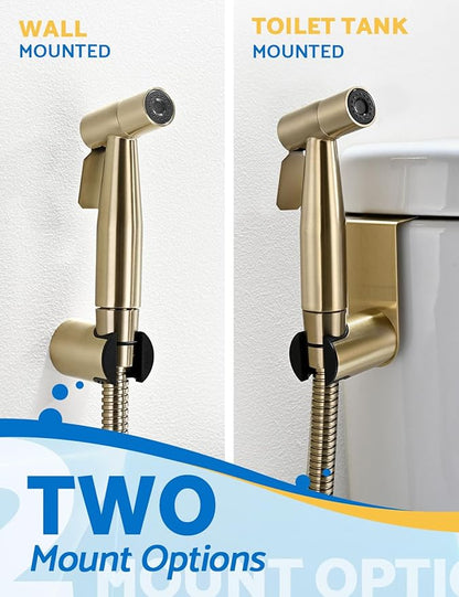Gold Handheld Bidet Sprayer for Toilet, BRITULIF Jet Sprayer for Toilet Muslim Shower, Adjustable Bidets Attachment forToilet Feminine Wash