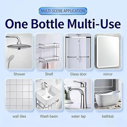 Powerful Shower Cleaner Spray, Multi Purpose Descaling Solution, 120ml Bottle with Microfiber Towel, Household Bathroom Cleaner Kit, Shower Head Accessory Quick Action, Cleaning Tool for Tiles Faucet