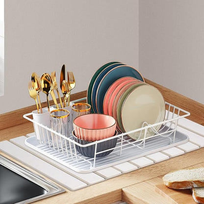 Oxydrily Stone Drying Mat for Kitchen Counter, Large Stone Dish Drying Mat Foldable, Absorbent Diatomaceous Earth Bath Mat Quick Dry for Kitchen Dishes Bottles Cups Bathroom Any Countertop 23" x 15.3"