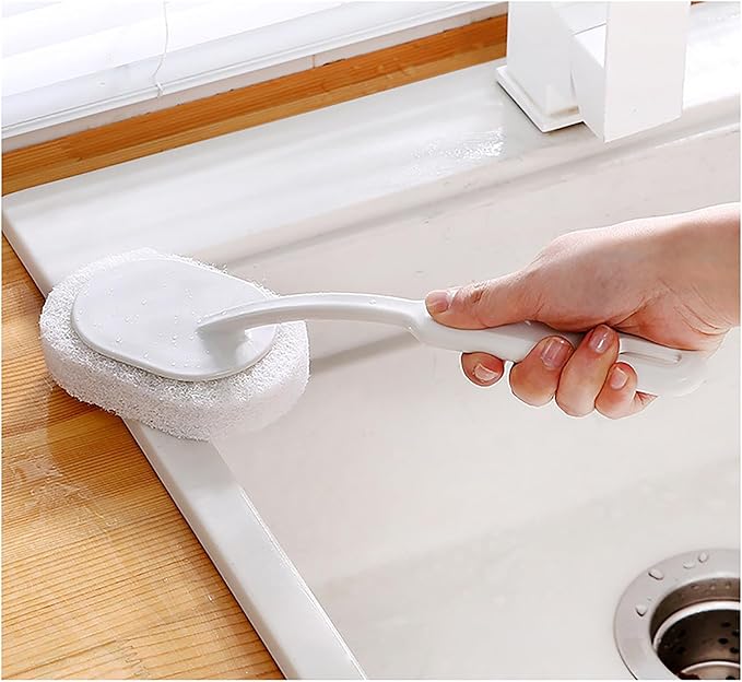 Cleaning Brush with Long Handle Sponge Brush Floor Scrubbers for Tub Tile Cleaning Supplies Scrub Brush for Bathroom Kitchen Apartment Essentials forfor Women Men Housekeeping Bathroom Accessories