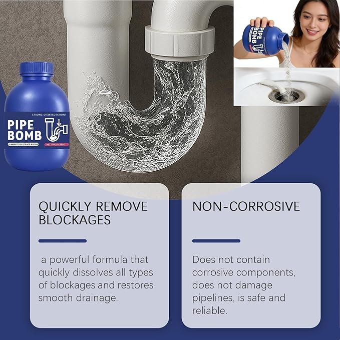 Multi-Purpose Drain Cleaner, Professional Grade Drain Opener & Hair Remover, Toilet Drains Cleaner Foam, Powerful Drains Unblocker for Shower, Tub, Bathroom & Kitchen Sink (2pcs)