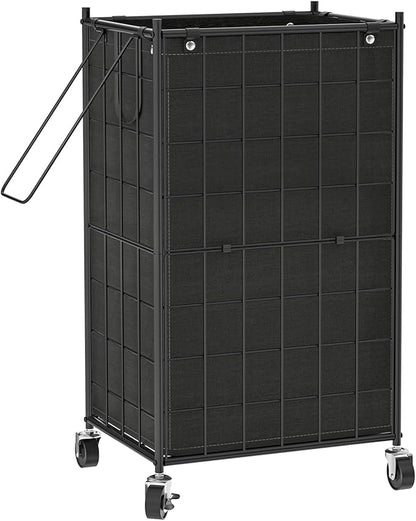 WOWLIVE Laundry Hamper with Wheels,Metal Wire Frame Rolling Laundry Basket with Removable bag,100L Dirty Clothes Hamper Organizer Dorm Room Storage for Bedroom,Bathroom,Black