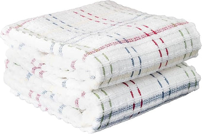 Ritz Royale Collection 100% Combed Terry Cotton, Highly Absorbent, Oversized, Checked Kitchen Towel Set, 28" x 18", 2-Pack, Paprika Red