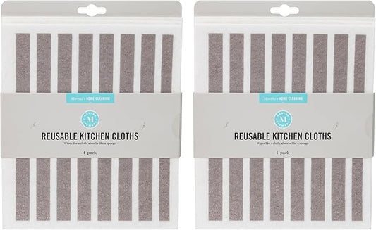 Martha Stewart Swedish Kitchen Absorbent Sponge Dish Cloths, Stripes, 8 Count