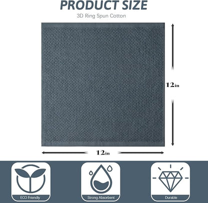 Niallant 4PCS Cotton Terry Dish Rags, Quick Drying Dish Cloths, Kitchen Towels, Grey, 12x12in