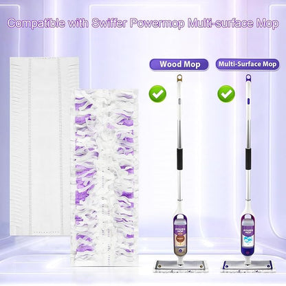 12 Pack Disposable Power Mop Refills Compatible with Swiffer Power Mop, for Swiffer Power Mop Refill, for Floor Cleaning, Unscented & Thickened Pads