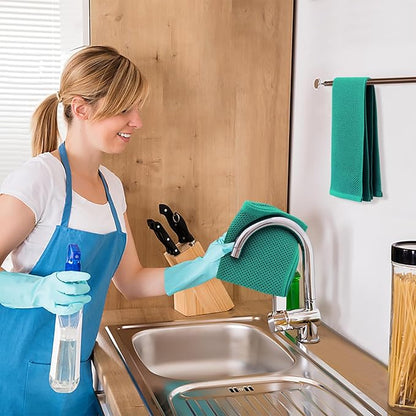 Kitinjoy 100% Cotton Waffle Weave Kitchen Hand Towels (13 X 28 Inches, Teal), 8-Pack Super Soft and Absorbent Dish Towel for Drying Dishes