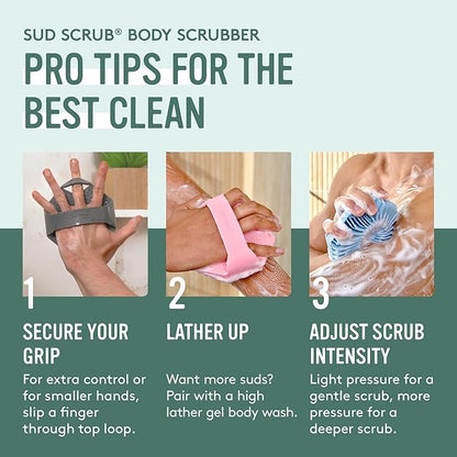 Sud Scrub® Antimicrobial Silicone Body Scrubber, Exfoliating Body Brush for Sensitive Skin, Antibacterial Shower Scrubber for Body, Bathroom Essentials for Men & Women, Mint