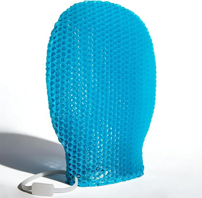 Bath Mitt - Exfoliating Glove, Honeycomb Body Scrubber,Massage Body Scrub Gloves for Home Spa,Mitt Sponges for Cleaning Body,Deep and Gentle,Fast foaming (Blue(Softer,Small Size))