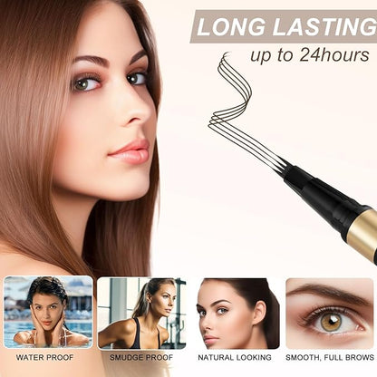 Eyebrow Pencil Kit, with Microblading Eyebrow Pen, Clear Eyebrow Gel, Eyeliner, Dual-ended Eyebrow Brush, Eyebrow Pencils for Women, Waterproof, Smudge Proof, Long Lasting Makeup Formula - Ash Brown