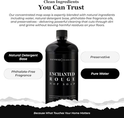 Fragrances - Luxury Mop Soap (Enchanted Rouge) 32 Oz – Enchanted Rouge Scented Floor Cleaner for Mopping – Pet Safe, Best Smelling Mop Detergent for All Surfaces