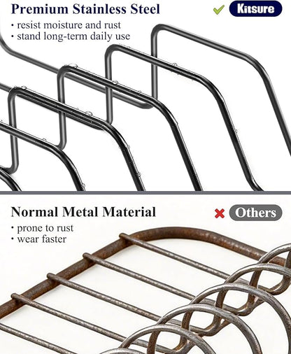 Kitsure Large Dish Drying Rack - Extendable Dish Rack, Multifunctional Dish Rack for Kitchen Counter, Anti-Rust Dish Drainers with Cutlery & Cup Holders 19.2"-26.7" L x 12.9" W, Black