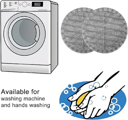4-Pack 6.3in Electric Mop Replacement Pads – Gray High-Absorbent Soft/Hard Bristle Pads for Floor Care – Fits Most Spin Mop Machines, Hardwood & Tile Floors