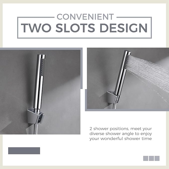 Hand Shower Bracket with Two Slot, Aomasi Bathroom Shower Head Hose Hanger Sprayer Handle Holder Wall Mount Chrome
