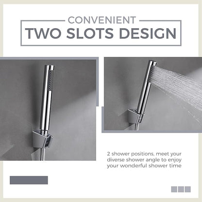 Hand Shower Bracket with Two Slot, Aomasi Bathroom Shower Head Hose Hanger Sprayer Handle Holder Wall Mount Chrome