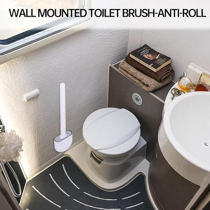 RV Silicone Toilet Brush with Holder, Toilet Bowl Brush for RV Travel Trailers/Campers, Anti-Drip Anti-Roll Compact Toilet Cleaner for Small Bathroom,Made by RVers for RVers