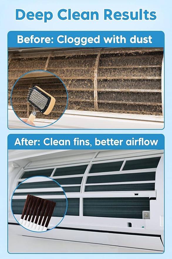 Air Conditioner Condenser Fin Cleaning Brush Refrigerator Coil Cleaning Brush Supplies Coil 4-in-1 Mini Split AC Coil Cleaning Kit Multi-Purpose Coil & Keyboard Cleaner Brush Set