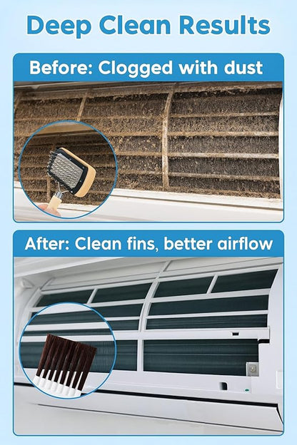 Air Conditioner Condenser Fin Cleaning Brush Refrigerator Coil Cleaning Brush Supplies Coil 4-in-1 Mini Split AC Coil Cleaning Kit Multi-Purpose Coil & Keyboard Cleaner Brush Set