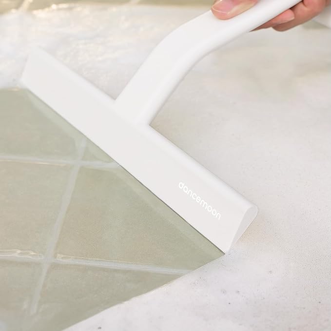 dancemoon JustHang Shower Squeegee for Glass Doors, All-in-One Award-Winning Silicone Squeegee with Built-in Hook for Bathroom, Window, Mirror, Tile Wall, Car, Streak-Free Cleaner Tool, 10-Inch White