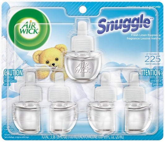 Air Wick plug in Scented Oil 5 Refills, Fresh Linen, (5x0.67oz), Same familiar smell of fresh laundry, New look, Packaging May Vary, Essential Oils, Air Freshener