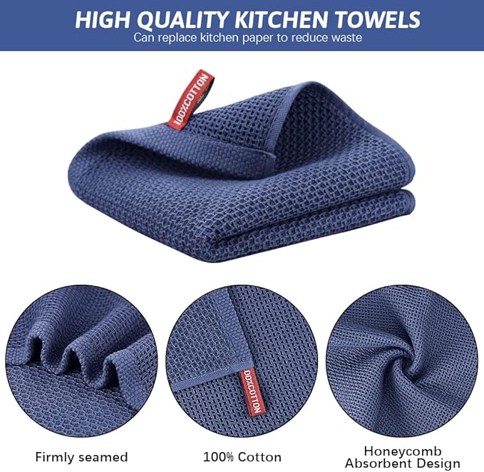Nialnant 6 Pack Kitchen Towels,Large 100% Cotton Hand Towels,Absorbent Dish Towels for Drying Dishes-13x28 Inches,Multi Color