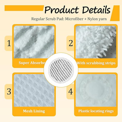 S7000 Replacement Steam Mop Pads for Shark S7001 S8201 S7000AMZ S8001 S7000 S7001TGT S7005 S7020 steam and Scrub mop Frosted Pad with Serrated Locator Ring（6Pack） (4 Gray 2 Blue)