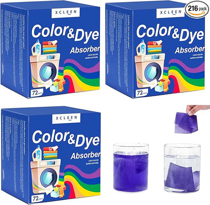 Xcleen Color Absorber Laundry Sheets 216 Count, Dye Catcher to Prevent Clothes from Smearing, Fragrance Free Color Trapping Sheets for Home School or Apartment