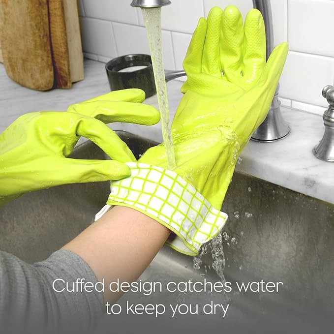 Full Circle Splash Patrol Natural Latex Cleaning Gloves Large - Eco-Friendly, Durable, Kitchen, Bathroom, Household Cleaning - Gray