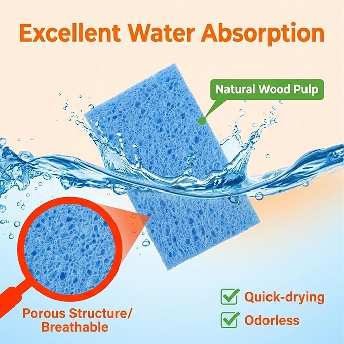 15 PCS Kitchen Sponges, Natural Compressed Cellulose Sponge for Dishes Cleaning Cleaning Scrub Colored Sponge Non Scratch Natural Dish Sponges for Kitchen Bathroom Cars, Funny Cut-Outs DIY