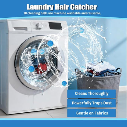 18PCS Pet Hair Remover for Laundry, Laundry Balls for Dog & Cat Reusable, Suitable for Washing Machines, Dryers, Easy Home Solution for Removing Pet Hair Catcher for Clothes, Bedding