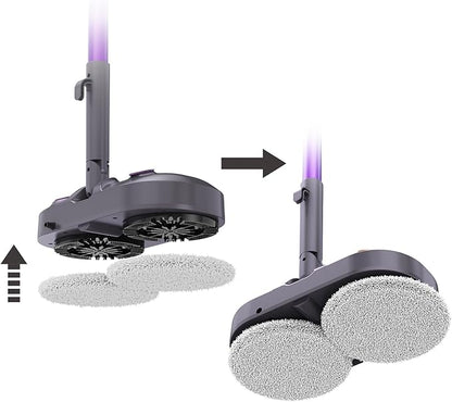F6 Steam Mop Replacement Pads, 4-Pack Washable Dual Material Circular Mop Pads for F6 Electric Steam Mop