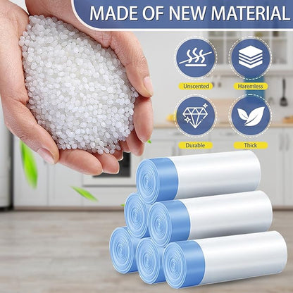 15 Gallon Trash Compactor Bags with Drawstring - 120 Count Heavy Duty 1.7 Mil Garbage Bags 56 Liter Tall Kitchen Bin Liners Unscented White for Home Yard Lawn