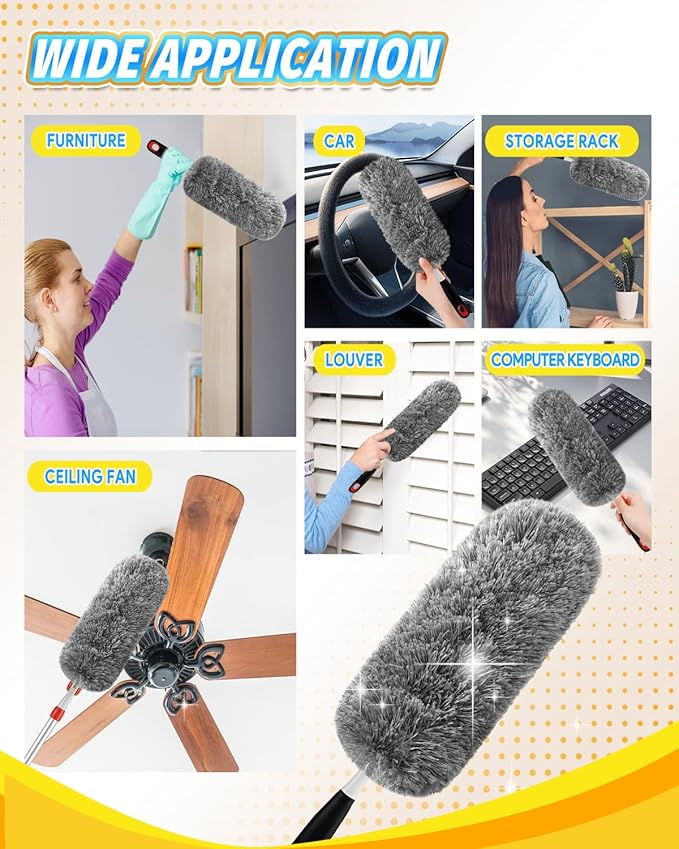 KEEPOW Upgraded Reusable Duster Refills Compatible with OXO Duster, Microfiber Dusters Refill for Cleaning, Compatible with OXO Good Grips Microfiber Extendable Duster, 2 Pack(Handle Not Included)