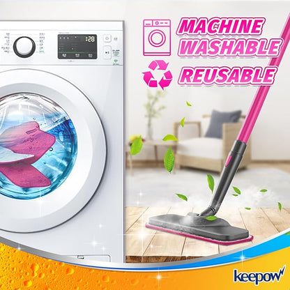 KEEPOW Microfiber Steam Mop Pads Compatible with Schenley Steam Mop Cleaner, Washable and Reusable Replacement Mop Pads Accessories Fit for Steam Mop SLFCSM064 & SLFCSM063 （4 Pack）