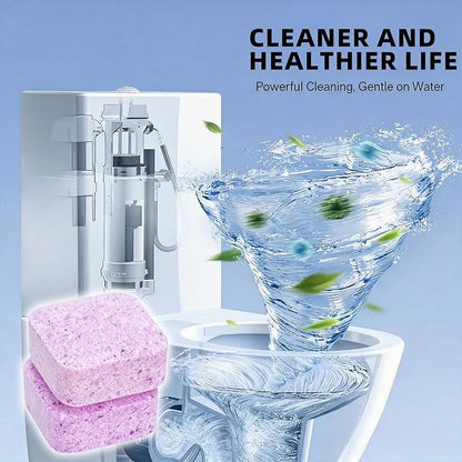 2-in-1 Toilet Cleaning Tablets (24 Pack) - 8 Effervescent Toilet Bowl Stain Remover and 16 Blue Toilet Tank Cleaner Tablets - Limescale Removal for Septic System