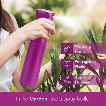 VIGOR PATH Continuous Spray Bottle for Hair – Fine Mist Mister for Hairstyling, Cleaning, Plants, Pets, Barbers, Salons, and Essential Oil Applications (300ml/10 oz) Light Purple